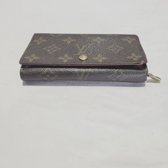 Louis Vuitton Brown Monogram Wallet Vintage Leather Zippered Porte Tresor Bifold - Picture 5 of 14